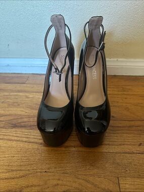 Black Patent Platform Slingback Heels